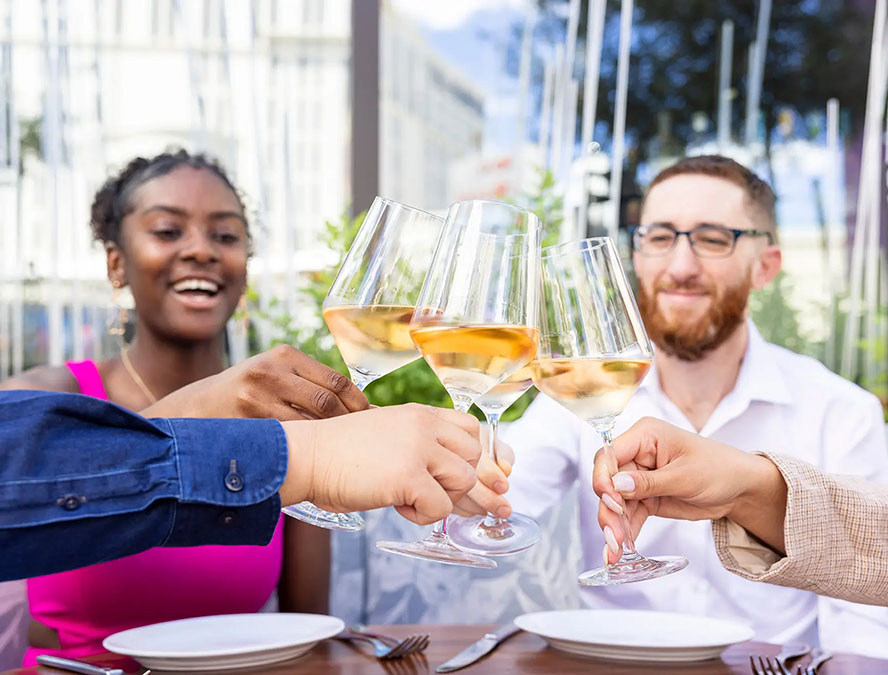 Group Cheers with glasses at Ocean Prime in Las Vegas