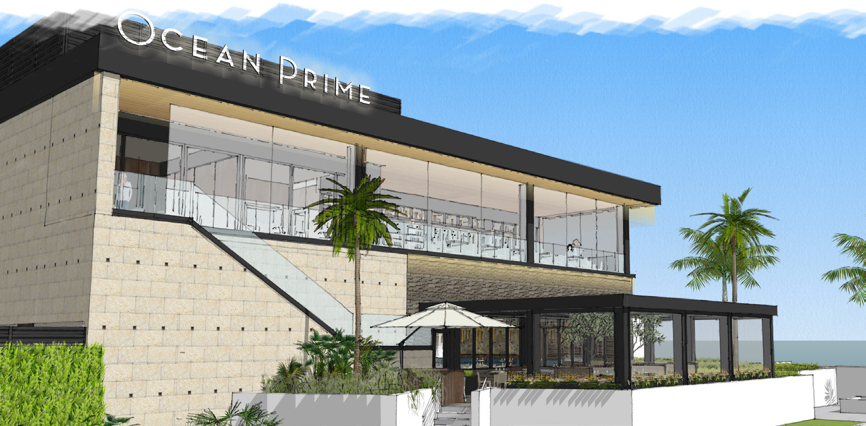 Ocean Prime Sarasota exterior rendering